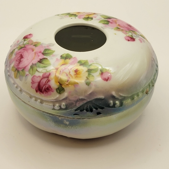 PK Selesia Other - Vintage PK Selesia Porcelain  Floral Hair Receiver, Hand Painted Porcelain.